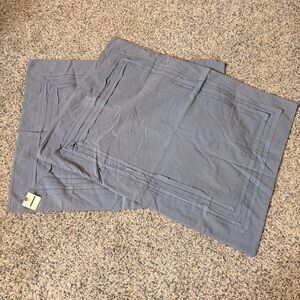 NWT Set Of 2 Anthropologie Standard Pillowcases Blue/Grey Zig Zag Trim Raw Hem